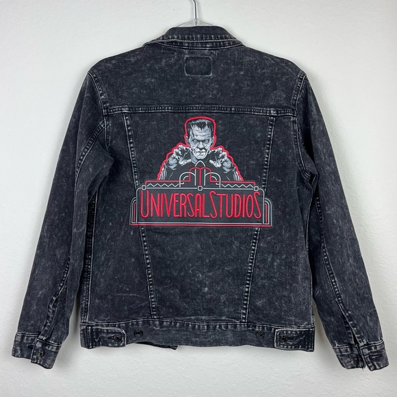 Universal Studio Jackets & Blazers - Black Denim Jacket Halloween Horror Nights Frankenstein Size Small
